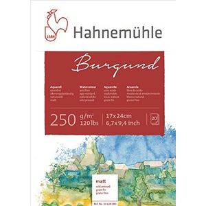 Hahnemühle Aquarelkarton Bourgondië, mat, 250 g/m², 17 x 24 cm, 20 vellen