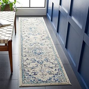 Safavieh Distressed tapijt voor woonkamer, eetkamer, slaapkamer - Madison Collection, korte pool, ivoor en grijs, 80 x 180 cm