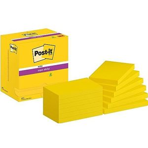 Post-it Super Sticky Notes, 76mm x 127mm, Canarische Geel, 12 pads, 90 vellen per pad