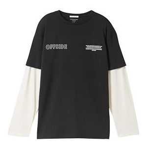 TOM TAILOR Oversized shirt met lange mouwen voor jongens en kinderen in twee-in-één look, 36423 - Heavy Black, 128