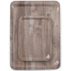 HENDI Dienblad van melamine met hout bedrukking - Hout donker - 370x530 mm
