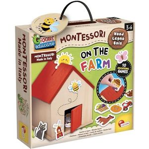 Lisciani - Montessori Baby Hout - De Boerderij - Educatief Spel - Houten Huizen en Boerderijdieren
