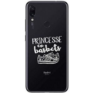 Zokko Beschermhoes voor Xiaomi Redmi Note 7, prinses, sneaker, zacht, transparant, inkt wit