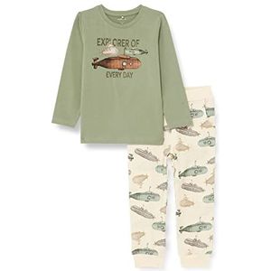 NAME IT Baby Boys NMMFELIX SS TOP Set shirt met lange mouwen & leggings, Hedge Green, 86