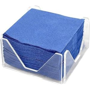 Hostelnovo - Cocktailservettenhouder van transparant plexiglas, 10 x 10 cm, inclusief 50 blauwe servetten