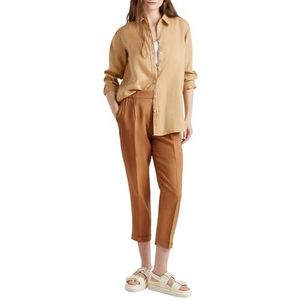 United Colors of Benetton - Broek - Beige 193 - Cropped Linnen Met Zakken