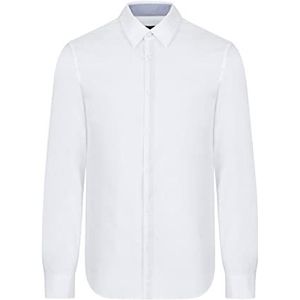 Armani Exchange Heren Slim Fit Oxford knoopsluiting overhemd, wit Oxford/7blauw/W, L