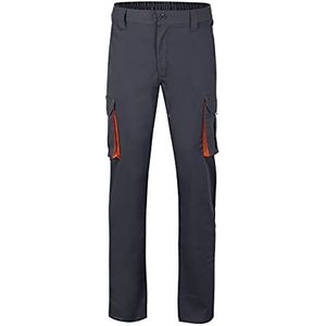 VELILLA 103024S; stretchbroek, tweekleurig, meerdere zakken, grijs en oranje, maat 36