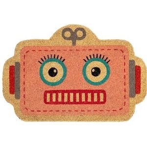 Fisura – Originele deurmat “robot” van kokosvezel met antislip PVC-onderzijde. Deurmat voor de entree. Roze deurmat. Deurmat met originele vorm. Afmetingen: 60 cm x 40 cm