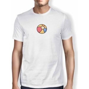 Green Fish, Basic T-shirt voor heren, 100% katoen, regular fit, Digital Icon Printed, maat: M, kleur: wit, wit, M