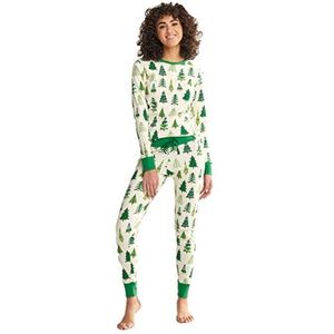 Hatley Dames Pyjama met lange mouwen Pyjama, Glow-in-The-Dark Kerstbomen, Small