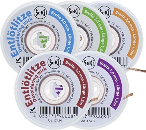 SeKi desoldeerproces 5 afmetingen van 1,0-3,0 mm elk 1,5 meter lang; desoldeerzuigglitters - hoog zuigvermogen