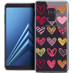 Caseink Hoes voor Samsung Galaxy A8+ (2018) A730 (6.0) Beschermhoes Case [Crystal Beschermhoes Case Gel HD Collectie Sweetie Design Doodling Hearts - Flexibel - Ultradun - Gedrukt in Frankrijk]