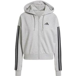 adidas Dames ESSENTIALS 3-STRIPES FRENCH TERRY FULL ZIP HOODIE, Medium Grey Heather/Black, XL