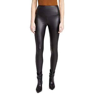 Yummie Vrouwen Faux Leather Shaping Legging kousen, Zwart, 1X