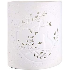 GILDE Lamp tafellamp decoratieve lamp kat met vogel - Decoratie van porselein - 40 Watt E 14 - H 20 cm