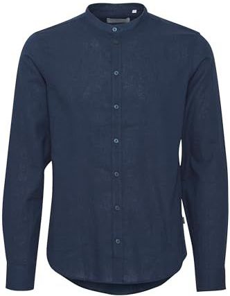 CASUAL FRIDAY Heren CFAnton 0053 CC LS Linnen Mix Shirt Hemd, 194013_Dark Navy, L, 194013_dark navy., L