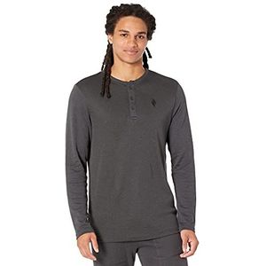 Skechers Goknit Pique Henley T-shirt voor heren, Grijs, L