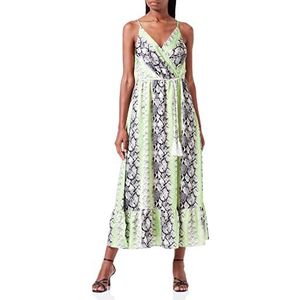 IZIA Dames maxi-jurk met slangenprint jurk, groen meerkleurig, L, Groen meerkleurig, L