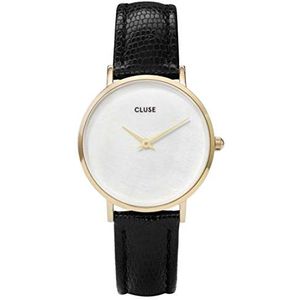 Cluse Analoog kwartshorloge voor dames met leren armband CL30048, goud, armband