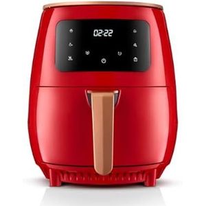 Feel Lagom Air Fryer Crunch, friteuse zonder olie, inhoud 4,5 l, 1400 W, programmeerbare timer tot 6 uur, tot 4 modi, touchscreen en digitaal, rood, Dual Chef