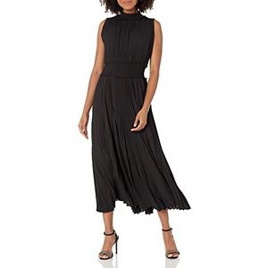 Nanette Nanette Lepore Lange jurk met geplooide plooien en plooien, zeer zwart, maat 38 voor dames, Zeer zwart, 36
