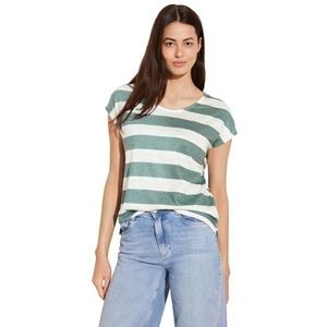 Street One Dames Ls_Two-Color Stripemix Shirt, Touch Of Dune, 44