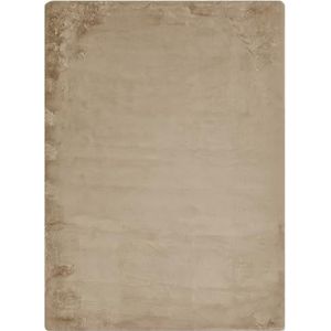 -LUXOR- living Kunstbont Coste Pluizig tapijt voor de slaapkamer, ideaal voor gebruik als bedmat voor de slaapkamer, gezellig bonttapijt, imitatiebont, 120 x 170 cm, taupe