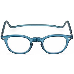 Contacta, Lock leesbril voor dames en heren, bril met magneet, stijve kraag en verstelbare stangen, kleur blauw, dioptrieën +1,50, verpakking met brilhouder, 33 g
