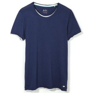 edc by ESPRIT Heren T-shirt in 2 in 1 optiek - Slim Fit 054CC2K038, blauw (Indigo Blue 498), L
