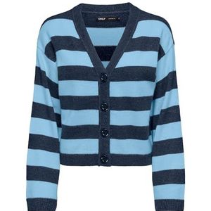 ONLY Onlkatia Ls Stripe V-hals Cardi Cc KNT gebreide jas voor dames, Dress Blues/Stripes: Melange/Clear Sky, XS