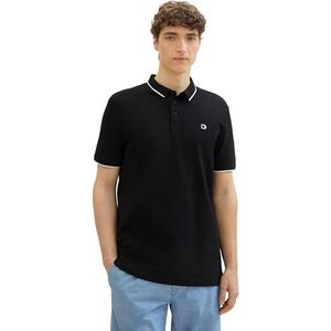 TOM TAILOR Denim Basic Piqué poloshirt voor heren, 29999 - Black, S