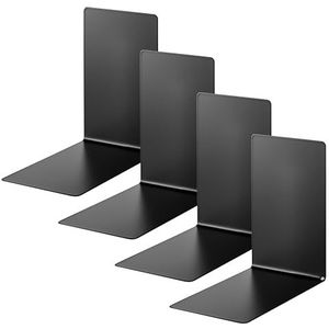 Alco Albert 4301-11-4 - Boekensteunen, metaal, 4 stuks, zwart, 14 x 14 x 8,5 cm, voor school, kantoor en thuis