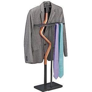 Relaxdays dressboy, modern, mdf & staal, HxBxD: 107 x 47,5 x 20 cm, overhemden & broeken, slaapkamer, antraciet/natuur
