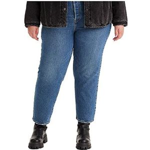 Levi's Plus Ribcage Cropped High Waist Straight Fit Jeans Dark Indigo Worn In