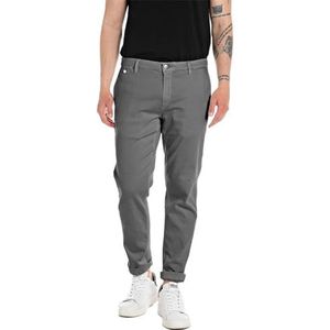 Replay Heren Regular Slim Fit Chino Jeans Benni Hyperchino Color Xlite, 176 Medium Grey, 33W / 32L