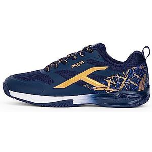 HUNDRED Beast Max Non-Marking Professional Badminton Shoes for Men | Material: Polyester, TPU | Suitable for Indoor Tennis, Squash, Table Tennis, Basketball & Padel (Navy/Gold, EU 41, UK 7, US 8)