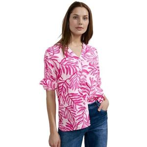 Cecil Dames Linen_Small Leafs Print Blouse, Bloomy Pink, L