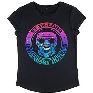 Marvel Dames Guardians of The Galaxy-Space Lord Roll Sleeve T-Shirt, Zwart, XL, zwart, XL