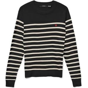VERO MODA - VMDORY - Gebreide Trui - Zwart / Wit