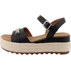 Tom Tailor Dames 7490110011 wigvormige sandalen, zwart, 36 EU, zwart, 36 EU