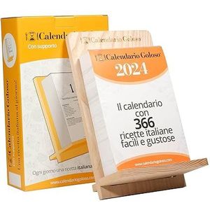 Keukenkalender 2024 in Italiaans, gouden kookboek met standaard, een boek met 366 recepten van de Italiaanse traditie, cadeau-idee voor het hele jaar, formaat A5, verpakkingsmaat 23 x 17 x 14 cm