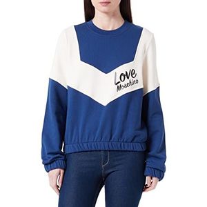 Love Moschino Dames Regular Fit Lange Mouwen Ronde Hals met Contrast Color Inserts Sleeves en Italiaans Logo Sweatshirt, blauw/wit, 42