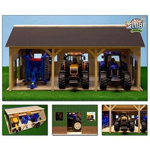 Kids Globe Wooden Farm Shed for 3 Tractors (Scale 1:16)
