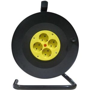 Kabelhaspel met 4 stopcontacten, 15 m, 3 g x 1,5 mm, koper, met veiligheidsthermostaat, perfect voor het aansluiten van meerdere apparaten, met een maximaal vermogen van 3250 W, veilig en praktisch.