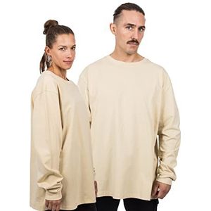 Blackskies Oversized basic shirt met lange mouwen, streetwear, luxe trui met lange mouwen, voor dames en heren, Zand, L