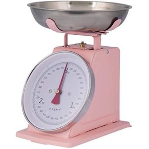 PLINT New 3KG Traditional Weighing Kitchen Scale With Stainless Steel Bowl, Retro Scales Mechanical Vintage, Retro Food Scales with Large Metal Bowl (Rose)