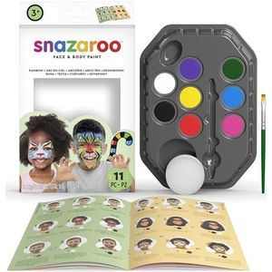 Snazaroo Make-upset voor jongens en meisjes, schminkpalet met kwast, sponsje en handleiding (mogelijk niet beschikbaar in het Nederlands), 8 kleuren