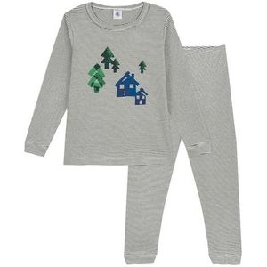 Petit Bateau Pyjama voor jongens, Avoriaz groen/Marshmallow wit, 24 Maanden