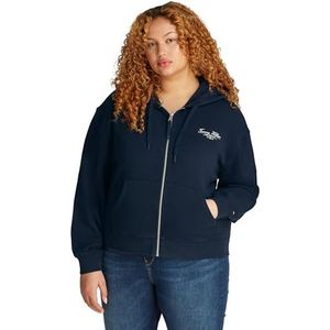 Tommy Hilfiger - Curve Sweatvest - Dark Night Navy - Capuchon - Rits - Logo-opdruk